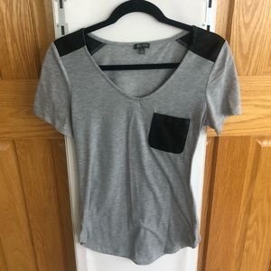 Lily rose grey T-shirt with leather detailing